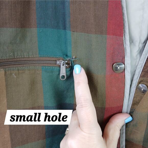 Eddie Bauer VTG SZ L Cotton Tan Chore Jacket Corduroy Collar Down Plaid Liner - Picture 9 of 11